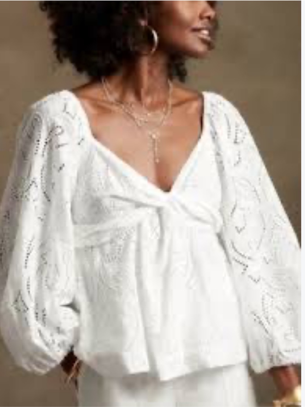 Banana Republic Eyelet Embroidered Blouse in White Medium